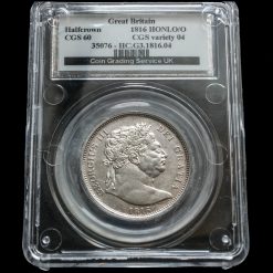 1816 George III Milled Silver 'Bull Head' Half Crown CGS Case