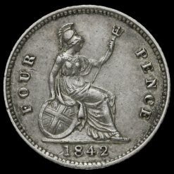 1842 Queen Victoria Young Head Silver Fourpence / Groat Reverse