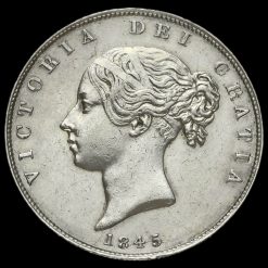 1845 Queen Victoria Young Head Silver Half Crown Obverse
