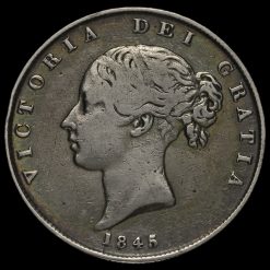 1845/3 Queen Victoria Young Head Silver Half Crown Obverse