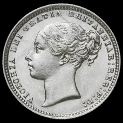 1877 Queen Victoria Young Head Silver Shilling Obverse