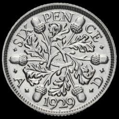 1929 George V Silver Sixpence Reverse