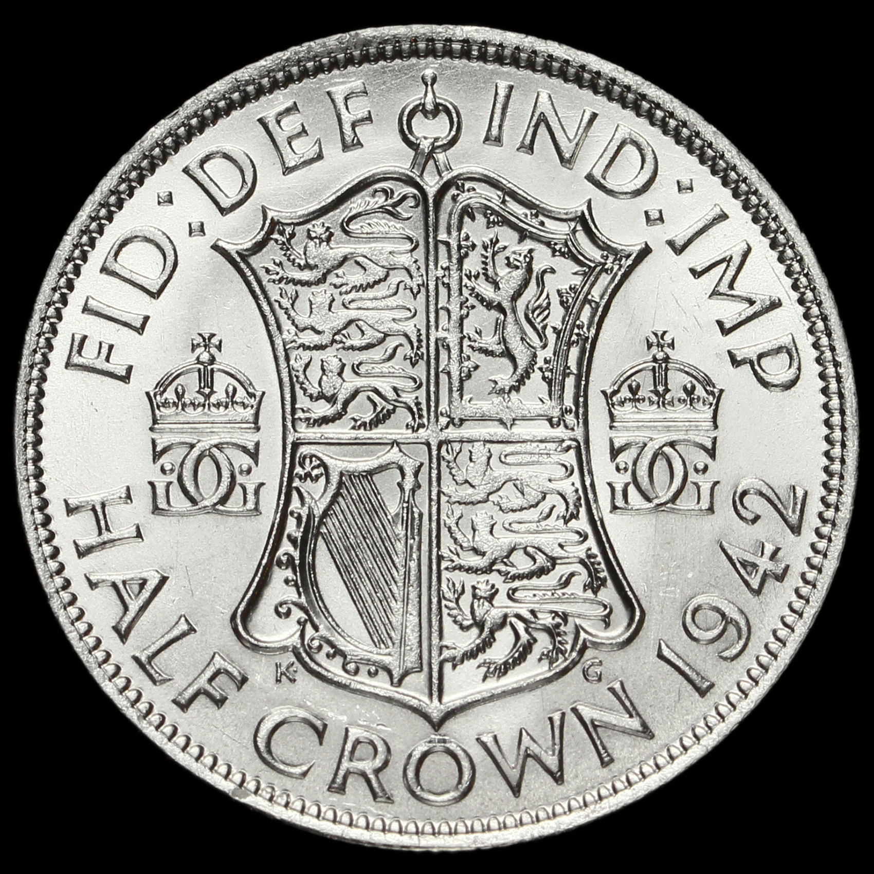 1942 VI Silver Half Crown, A/BU