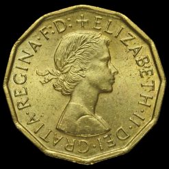 1965 Queen Elizabeth II Brass Threepence Obverse