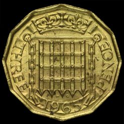 1965 Queen Elizabeth II Brass Threepence Reverse
