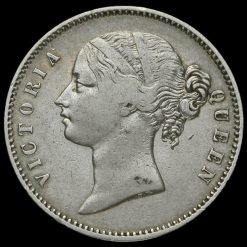 1840 British India Queen Victoria Silver One Rupee Obverse