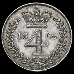 1862 Queen Victoria Silver Maundy Fourpence Reverse