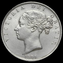 1884 Queen Victoria Young Head Silver Half Crown Obverse