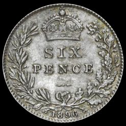 1896 Queen Victoria Veiled Head Silver Sixpence Reverse