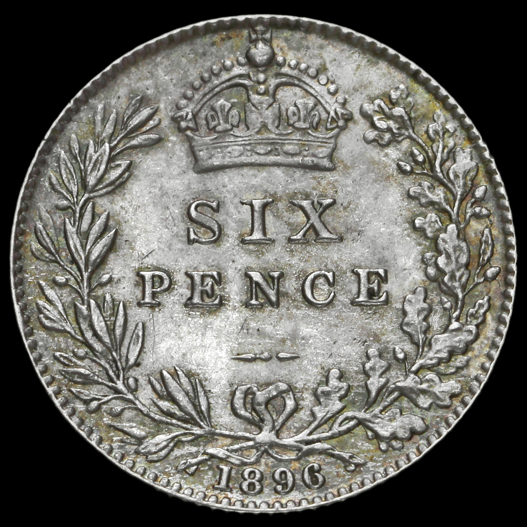1896 Queen Victoria Veiled Head Silver Sixpence, Scarce, EF