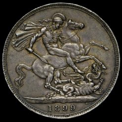 1899 Queen Victoria Veiled Head Silver LXIII Crown Reverse