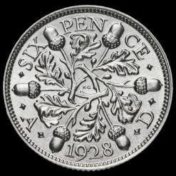 1928 George V Silver Sixpence Reverse