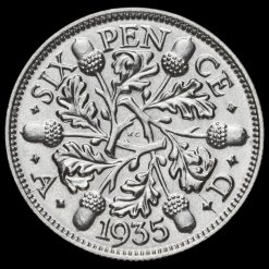 1935 George V Silver Sixpence Reverse
