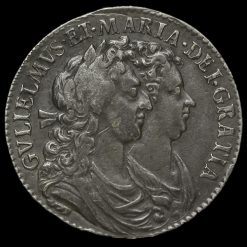 1689 William and Mary Early Milled Silver Half Crown Obverse