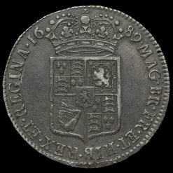 1689 William and Mary Early Milled Silver Half Crown Reverse