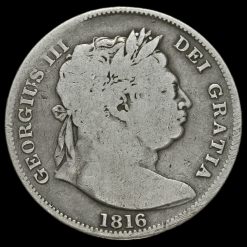 1816 George III Milled Silver 'Bull Head' Half Crown Obverse