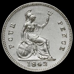 1842 Queen Victoria Young Head Silver Fourpence / Groat Reverse