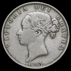 1883 Queen Victoria Young Head Silver Half Crown Obverse