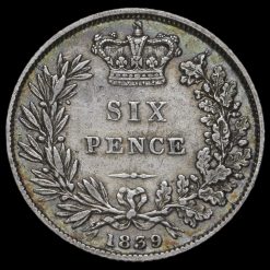 1839 Queen Victoria Young Head Silver Sixpence Reverse