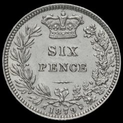 1879 Queen Victoria Young Head Silver Sixpence Reverse