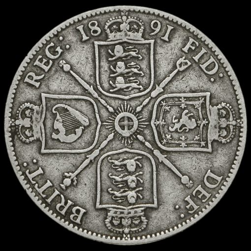 1891 Queen Victoria Jubilee Head Silver Florin Reverse