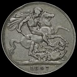 1897 Queen Victoria Veiled Head Silver LXI Crown Reverse