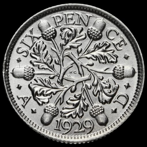 1929 George V Silver Sixpence Reverse