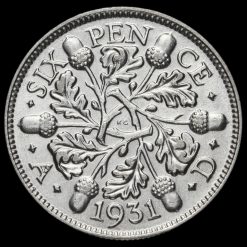 1931 George V Silver Sixpence Reverse