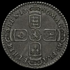 1696 William III Early Milled Silver Sixpence Reverse