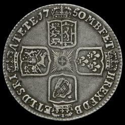 1750 George II Early Milled Silver Shilling Reverse