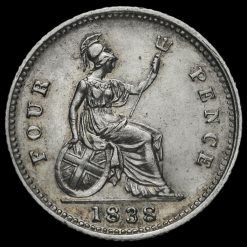 1838 Queen Victoria Young Head Silver Fourpence / Groat Reverse