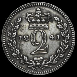 1841 Queen Victoria Young Head Silver Maundy Twopence Reverse