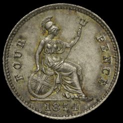 1854 Queen Victoria Young Head Silver Fourpence / Groat Reverse