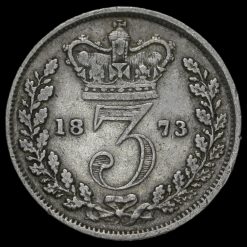 1873 Queen Victoria Young Head Silver Threepence Reverse