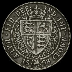 1898 Queen Victoria Veiled Head Silver Half Crown Reverse