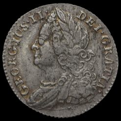 1745 George II Early Milled Silver Sixpence Obverse