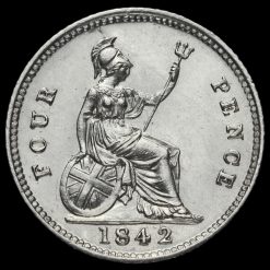 1842 Queen Victoria Young Head Silver Fourpence / Groat Reverse
