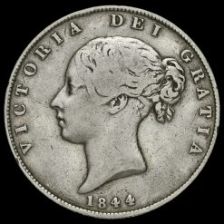 1844 Queen Victoria Young Head Silver Half Crown Obverse