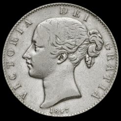 1847 Queen Victoria Young Head Silver XI Crown Obverse