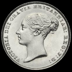 1850 5 over 3 Queen Victoria Young Head Silver Sixpence Obverse