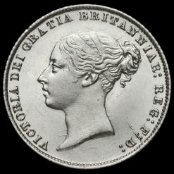 1859 Queen Victoria Young Head Silver Sixpence Obverse