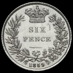 1859 Queen Victoria Young Head Silver Sixpence Reverse