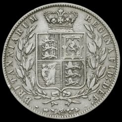 1877 Queen Victoria Young Head Silver Half Crown Reverse