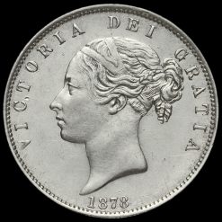 1878 Queen Victoria Young Head Silver Half Crown Obverse