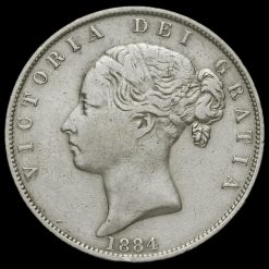 1884 Queen Victoria Young Head Silver Half Crown Obverse