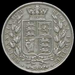 1884 Queen Victoria Young Head Silver Half Crown Reverse