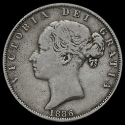 1886 Queen Victoria Young Head Silver Half Crown Obverse