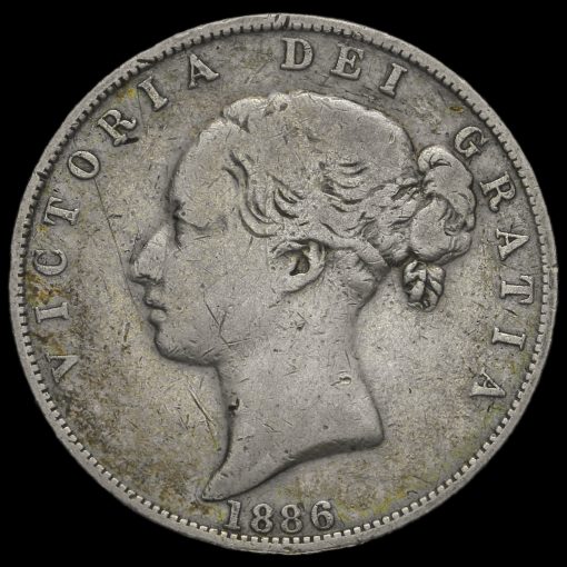 1886 Queen Victoria Young Head Silver Half Crown Obverse