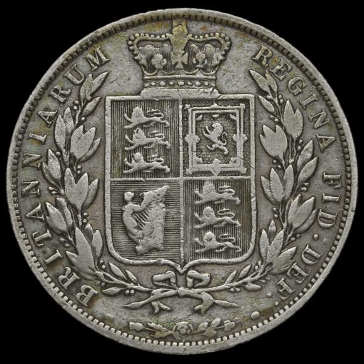 1886 Queen Victoria Young Head Silver Half Crown Reverse