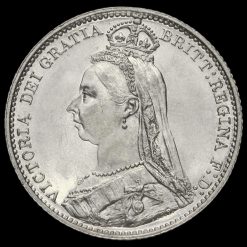 1887 Victoria Jubilee Head Silver Sixpence J.E.B on Trunk Obverse
